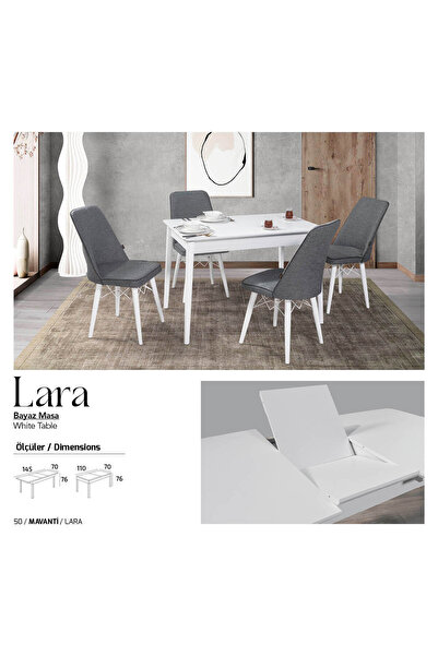 Home Mobilyam Center Lara Masa Pera Sandalye ( 4 Adet Sandalye )