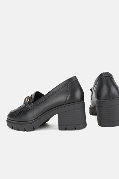 TUNAELLİ ЖІНОЧІ ЧОРНІ ШКІРЯНІ ЧЕРЕВИКИ З ПУШКОЮ НА П'ЯТЦІ, РОЗМІР 36-41