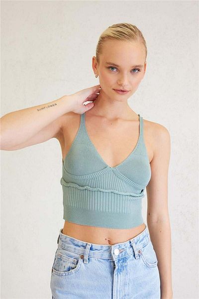 Avrile Women's Ribbed Knitwear Top Mint