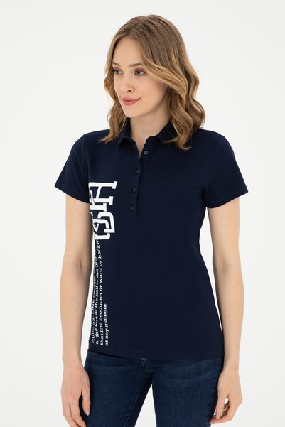 U.S. Polo Assn. Women's Navy Blue Polo Neck T-Shirt 50282889 -Vr033