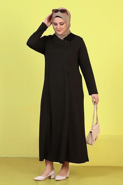 Ferace Γυναικείο Hijab Plus Size Μακρύ Casual Φόρεμα Χακί