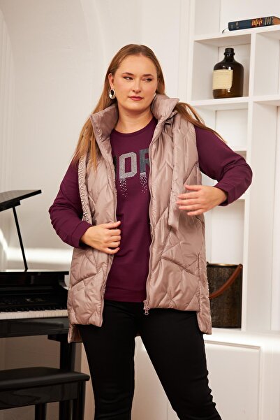 RMG Mink Quilted Large Size Hooded Vest