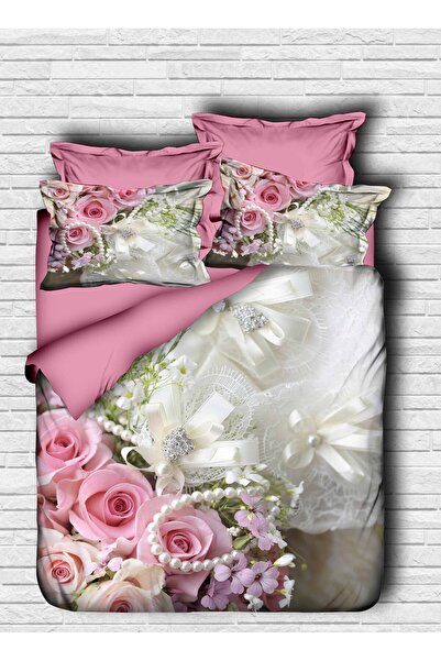 Fabeteks Bridal Flower Bunch 3D Digital Double Duvet Cover Set