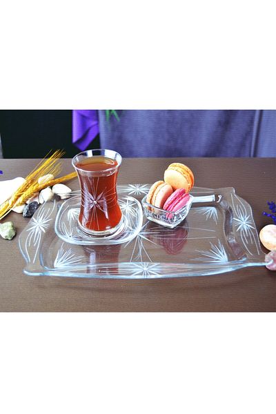 DECOCIA Rectangular Glass Coffee and Presentation Tray Mira Patterned