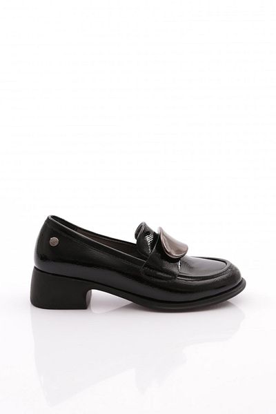 DGN Pantofi cu toc de damă |   Negru șifonat |   Model nr: 24121097