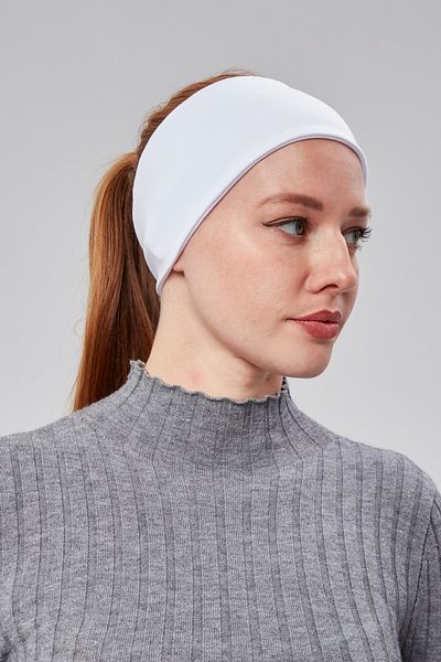 Sonbaharmoda Women's Sports Headband Bandana Combed Cotton Stretchy Bonnet Seamless White