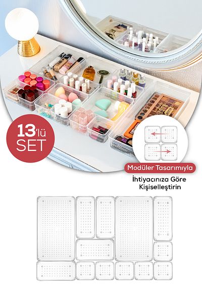 Evlinya 13-Piece Inside Cabinet Drawer Organizer - Kitchen Drawer Inside Cutlery Organizer