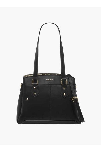 Flora Bella by Shoexpress Flora Bella Solid Tote Bag with Zip Closure and Detachable Strap