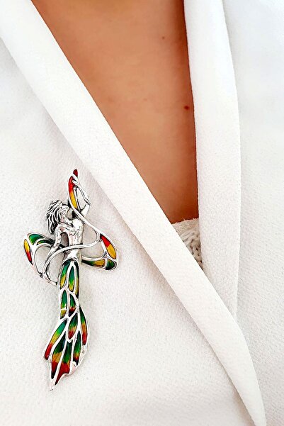 OSESHOP Deniz Kızı Figürlü Özel Mineli Vitray İşçiliği 925ayar Gümüş Tasarım ...