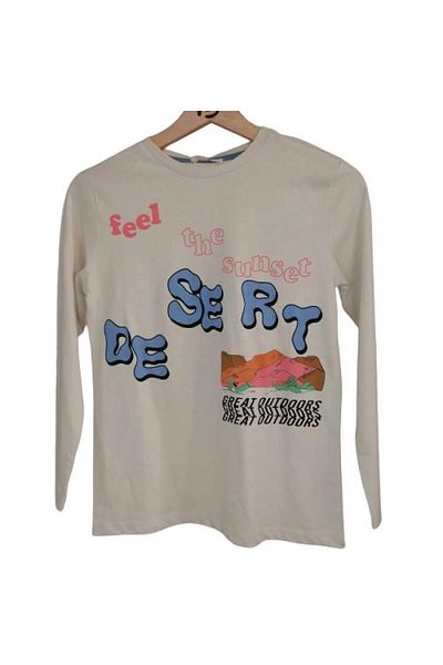Çikoby 9-14 Years Old Boy Sweat Shirt Printed Long Sleeve Beige
