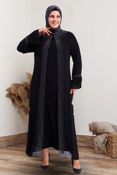 Ferace Γυναικείο Μακρύ Βραδινό Φόρεμα Plus Size Μαύρο