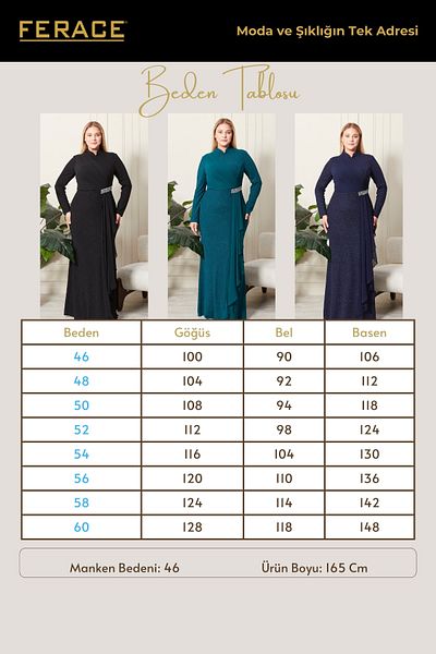 Ferace Γυναικείο βραδινό φόρεμα Plus Size Glitter Stone