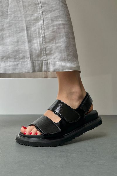 Mupa Shoes Black Patent Leather Women's Sandals