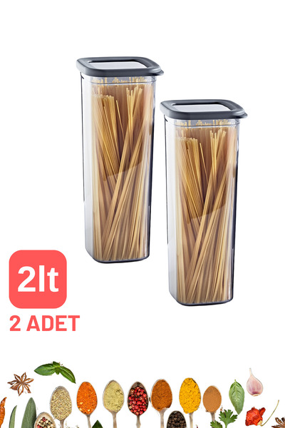 ongu home 2'li Saklama Kabı Erzak Bakliyat Saklama Seti Spaghetti Saklama Ant...