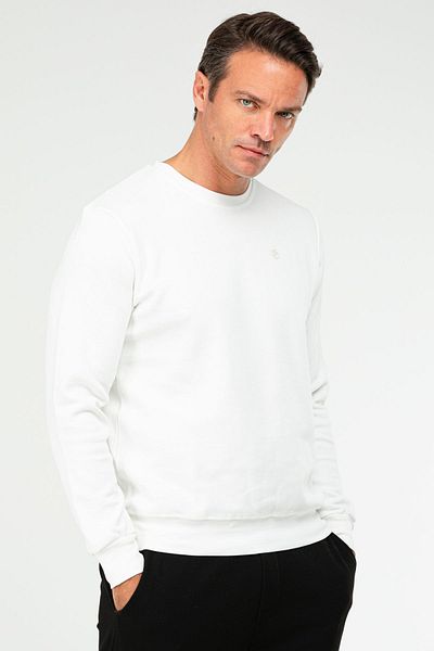 speedlife Ανδρικό φούτερ Ecru Regular Cotton O Neck Basic xc2372