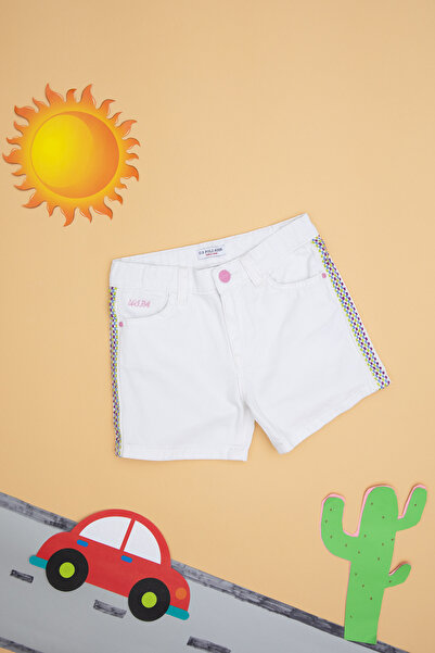 U.S. Polo Assn. Kız Çocuk Beyaz Dokuma Şort 50282941-VR013
