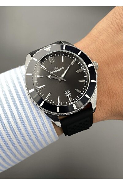 Belmond Erkek Kol Saati Orijinal Su Geçirmez Silikon Kordon Siyah Renk