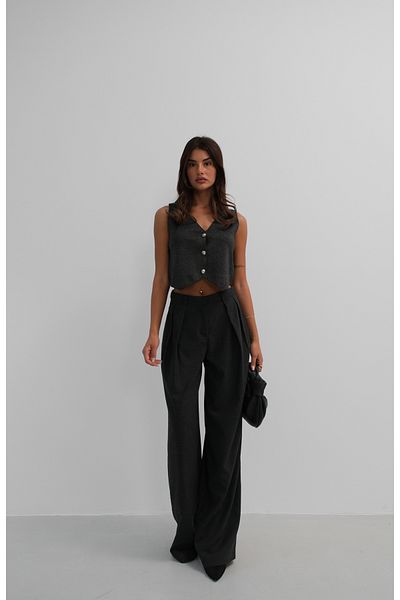 Black Fashion Tricotaj cu sclipici Vestă gri