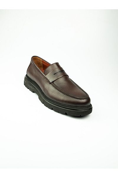 Nobel 4042 Мъжки кафяви кожени обувки Loafers