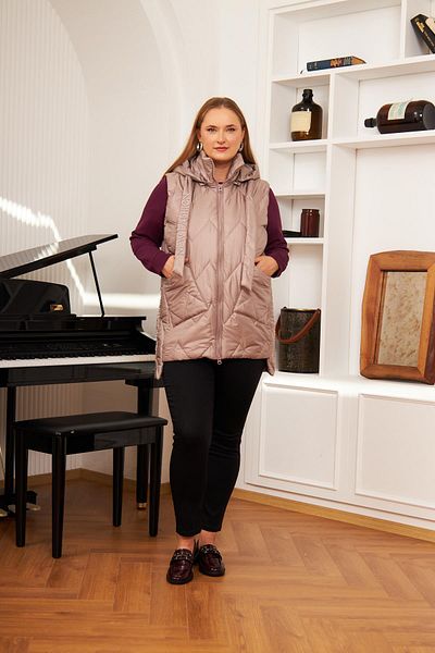 RMG Mink Quilted Large Size Hooded Vest