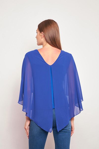 Jument Σιφόν Λεπτομέρεια Μπροστινό Underwire Πίσω Φτερό με λαιμόκοψη Lycra Κομψή μπλούζα-σαξ