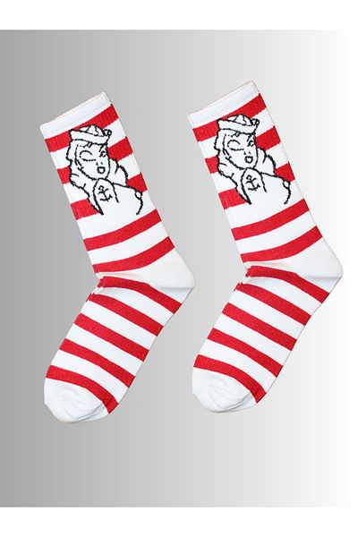 socksbox Λευκές κάλτσες τένις με σχέδια / 1 ζευγάρι