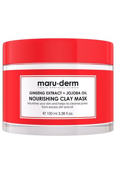 Maru.Derm Clay Mask| Ginseng Extract + Jojoba Oil Nourishing Clay Mask 100 ML| All Skin Types| Vegan