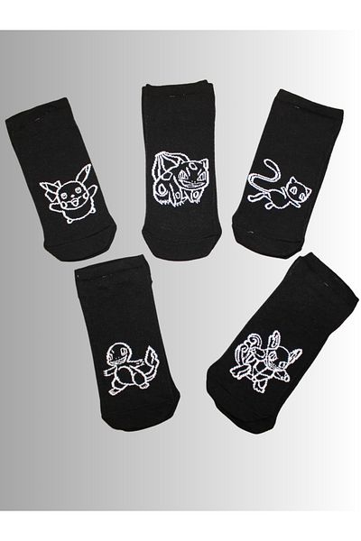 socksbox 5 Πακέτο Μαύρες κάλτσες με μοτίβο χαρακτήρων/ Premium Quality/36-43