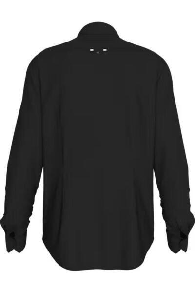 Calvin Klein Black Men'sSlimFit Cotton Shirt - Stand Collar and Daily Use