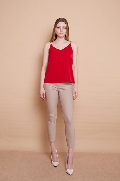 Jument Light Shiny Stylish Fabric Rope Strap Jacket Inner V-Neck Blouse-red