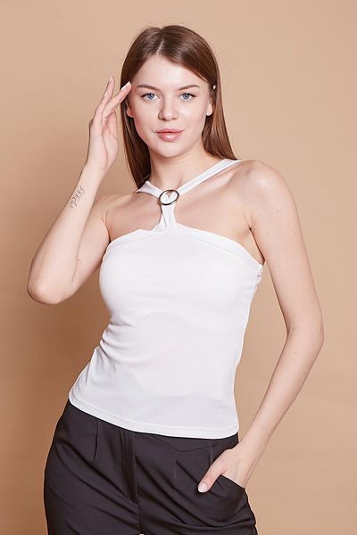 Jument Lycra Crepe Fabric Thick Cross Strap Body Μπλούζα-κρέμα με αξεσουάρ