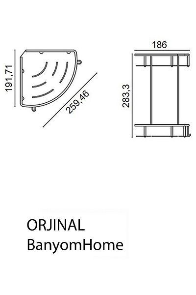 ÇELİK BANYO Suport pentru șampon din alamă inoxidabil Marin 3 piese 19×19 cm Raft pentru baie
