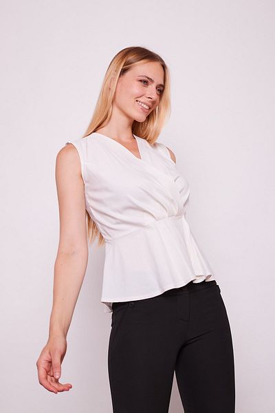 Jument Voile Wrap Διπλό Μπροστινό Πλισέ Φανελάκι μέσης -κρεμ