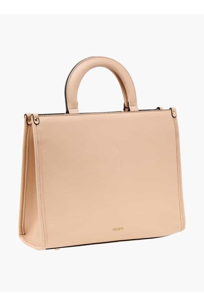Celeste Textured Tote Bag with Detachable Strap and Zip Closure - W 12 x H 23 x D 28 cm