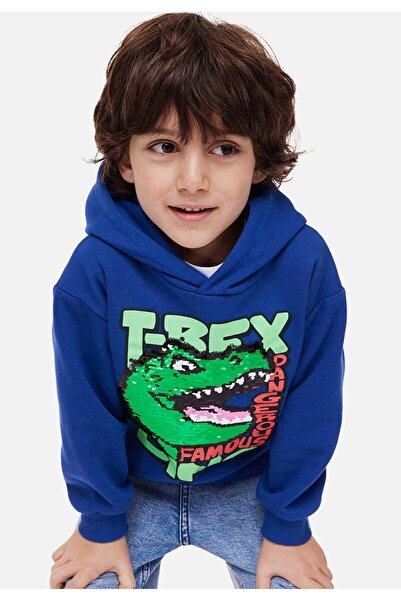 ayloş butik yeni sezon mavi  dınazor baskılı pullu sweatshirt