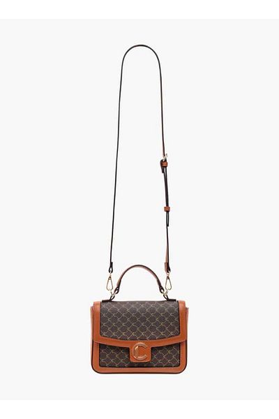 Le Confort Monogram Print Crossbody Bag with Flap Closure and Strap