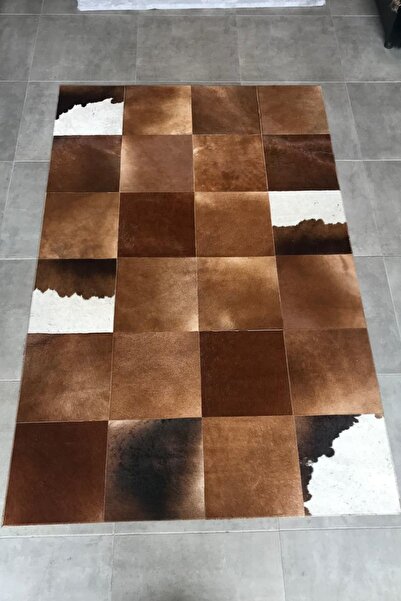 Dericibey Hakiki Dana Derisi Patchwork Halı Kahverengi HDR00001 150x240