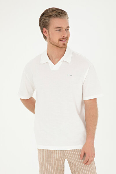 U.S. Polo Assn. Erkek Comfort Fit Polo Yaka Ekru Tişört 50282242-VR019