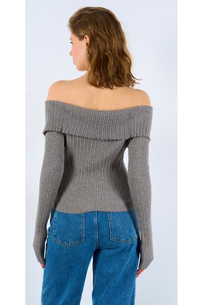 D'RECCY Women's Open Shoulder Buttoned Sweater