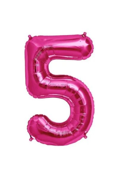 eğlencemarketi Dark Pink Number Foil Balloon - 5 Models (34 Inch 76 cm)