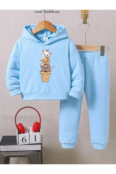 BENROMA Set de trening pentru copii unisex - imprimat cu pisici, mucegai supradimensionat