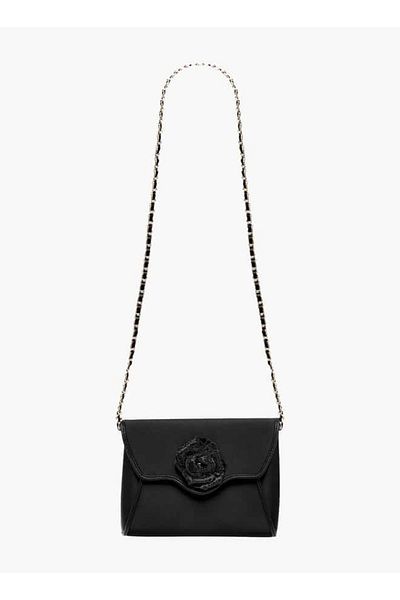Celeste Floral Accent Crossbody Bag with Detachable Chain Strap and Flap Closure