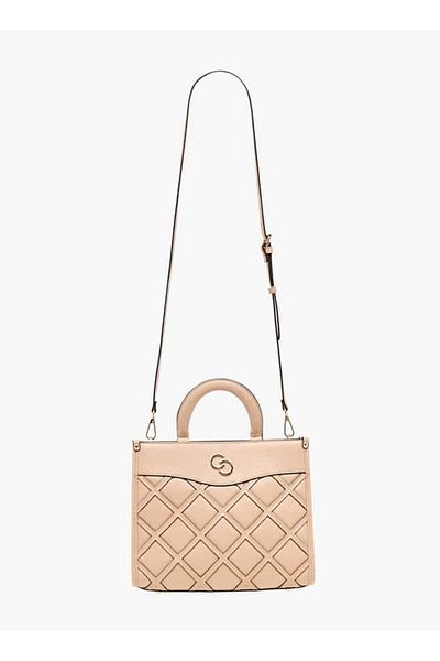 Celeste Textured Tote Bag with Detachable Strap and Zip Closure