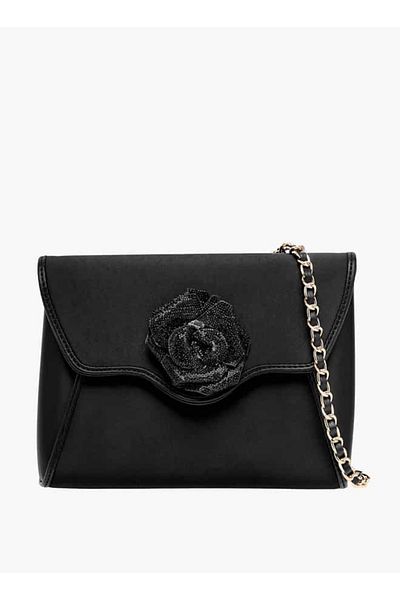 Celeste Floral Accent Crossbody Bag with Detachable Chain Strap and Flap Closure
