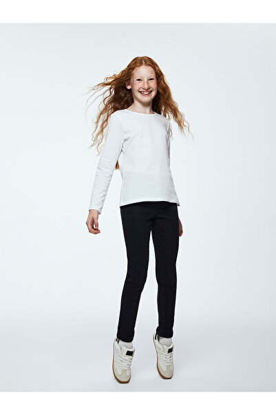 LC Waikiki Black Girl's Jean Trousers with Adjustable Waist Elastic