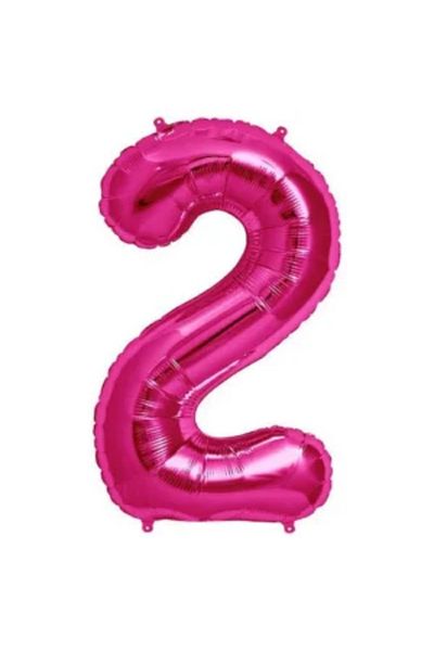 eğlencemarketi Dark Pink Number Foil Balloon - 2 (34 Inch 76 cm)