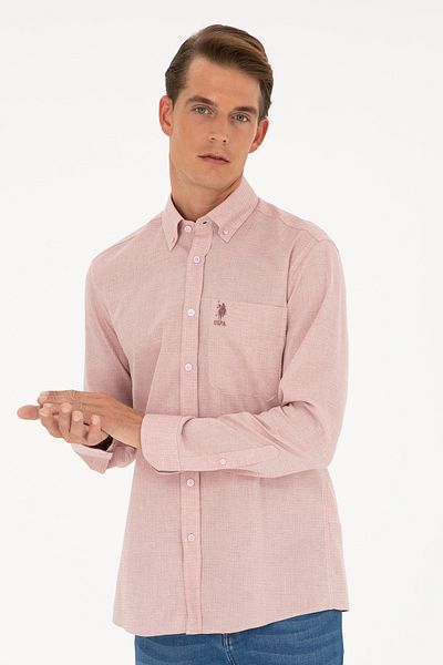 U.S. Polo Assn. Ανδρικό μακρυμάνικο πουκάμισο Salmon 50282857-VR047