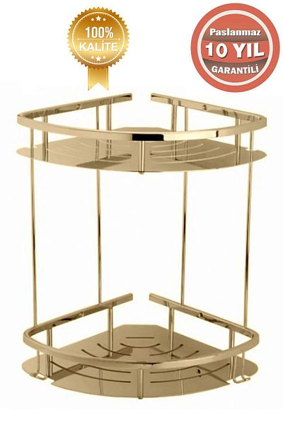 ÇELİK BANYO 19x19 εκ. Σαμπουάν Σφουγγαράκι Ράφι μπάνιου - Ανοξείδωτο Μπρούτζινο Marine 2 τεμαχίων, Χρυσό Χρυσό