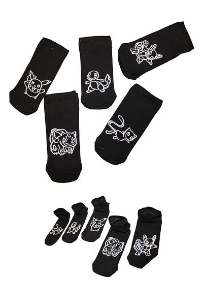 socksbox 5 Πακέτο Μαύρες κάλτσες με μοτίβο χαρακτήρων/ Premium Quality/36-43