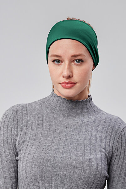 Sonbaharmoda Γυναικεία χτενισμένη βαμβακερή χωρίς ραφές μπαντάνα – ελαστική αθλητική ζώνη μαλλιών – σκούρο πράσινο